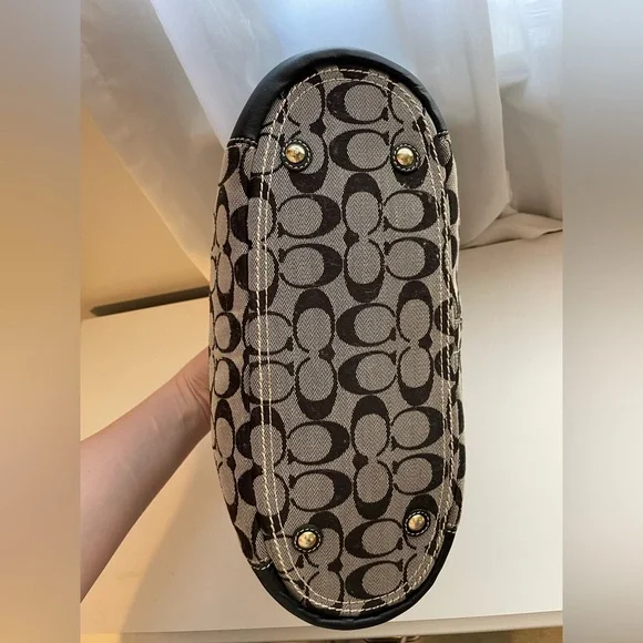 Coach Monogram Poppy Black and Tan Signature Tote Bag - Picture 8 of 12